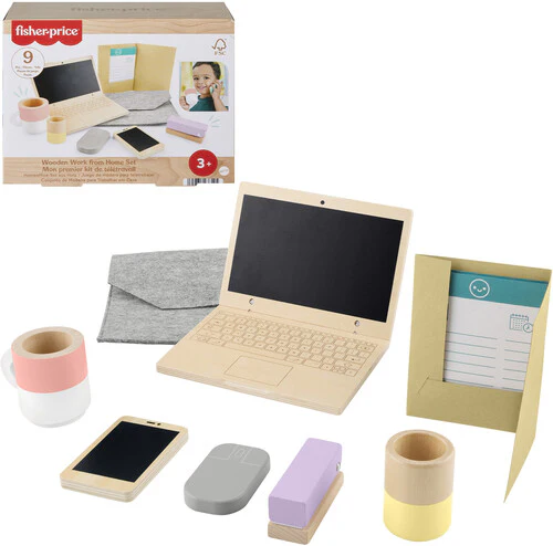 Fisher Price - Wooden Work From Home 9-Piece Set