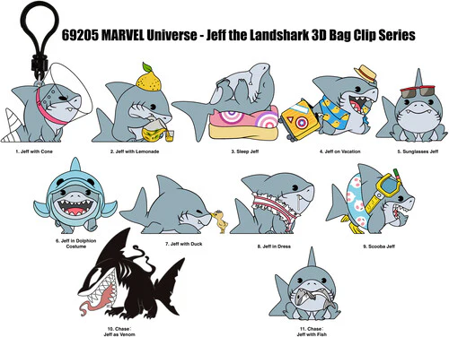 Jeff the Land Shark 3D Foam Bag Clip 24pc Blind Bag PDQ