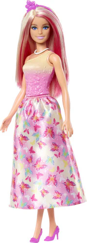 Mattel - Barbie Royal Doll with Pink and Blonde Hair, Butterfly-Print Skirt