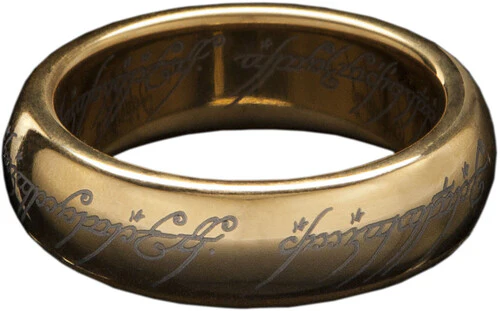WETA Workshop - The Lord of The Rings Trilogy - LOTR™ The One Ring™ (Gold Plated Tungsten with Elvish Runes), Size 10