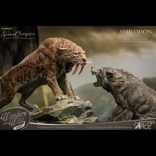 Wonders of the Wild Series - Smilodon & Dire Wolf Statue Set