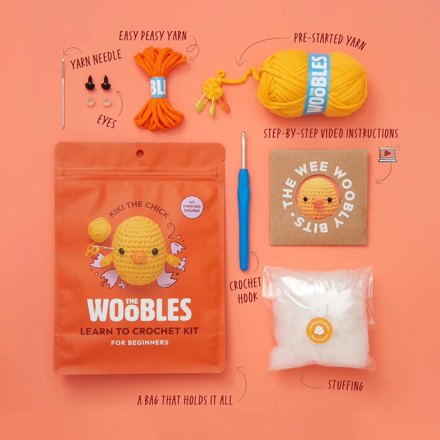Woobles Beginners Crochet Kit - Kiki The Chick - Image 2